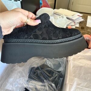 Coach Black Platform Mules